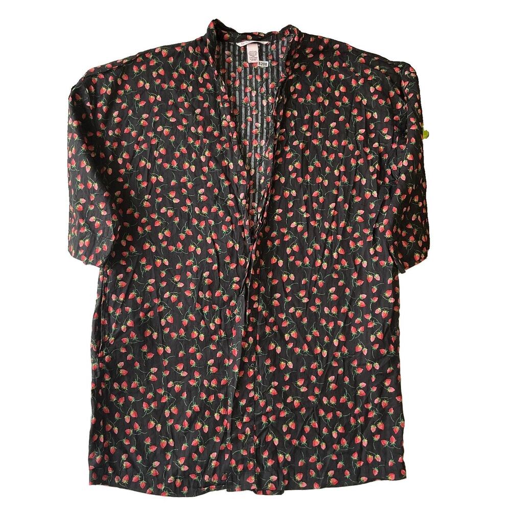 Victoria's Secret Women Sleepwear XS Black Floral Pajama Kimono Gown 3/4 Sleeve